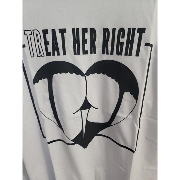 'Treat Her Right' Men's White Short Sleeve Crew Neck T-Shirt Size M - Picture 3 of 4